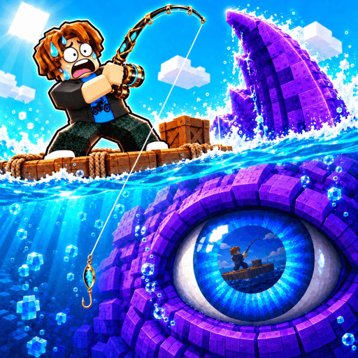 Official Deep Fishing game art showing an angler above a purple sea creature